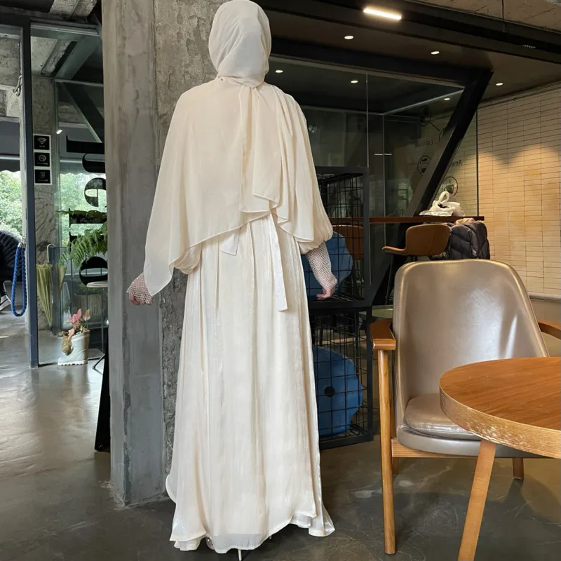 Ensembles musulmans de luxe pour femmes, diamants brillants, Kimono ouvert Abayas, robe Maxi 2 pièces Jalabiya Ramadan Eid dubaï, robe de soirée caftan