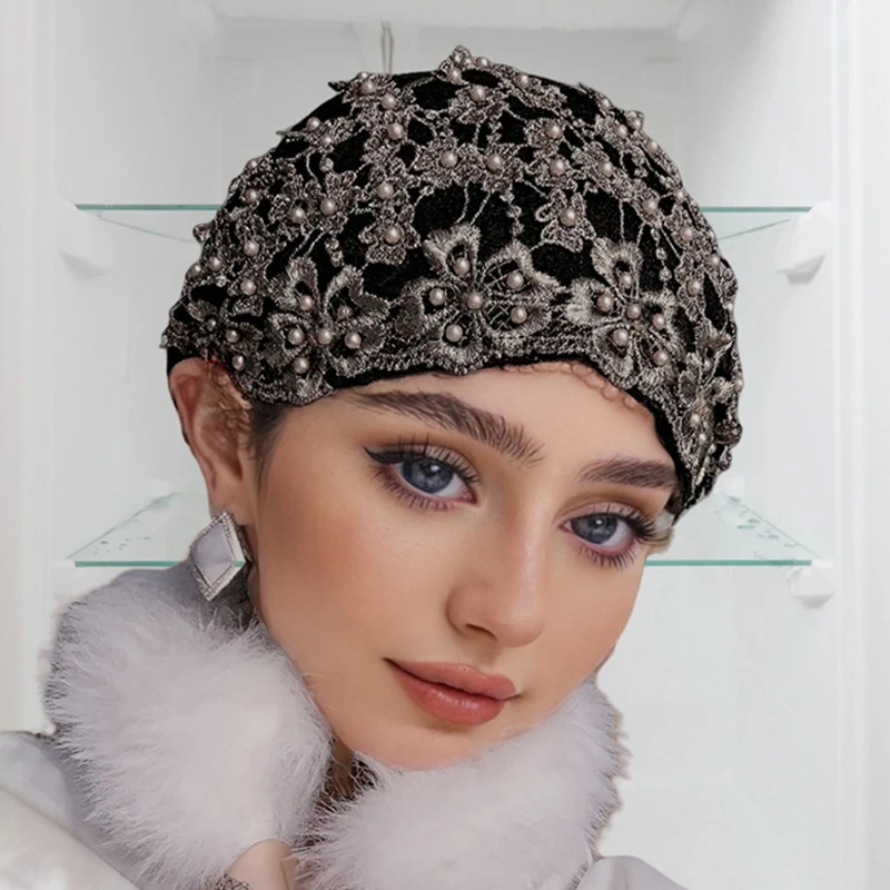 Turban en Dentelle Respirante pour Femme Musulmane, Chapeau d'Été, Couvre-chef, Écharpe de Sauna, Bonnet Prêt à vitation, Hijabs Intérieurs