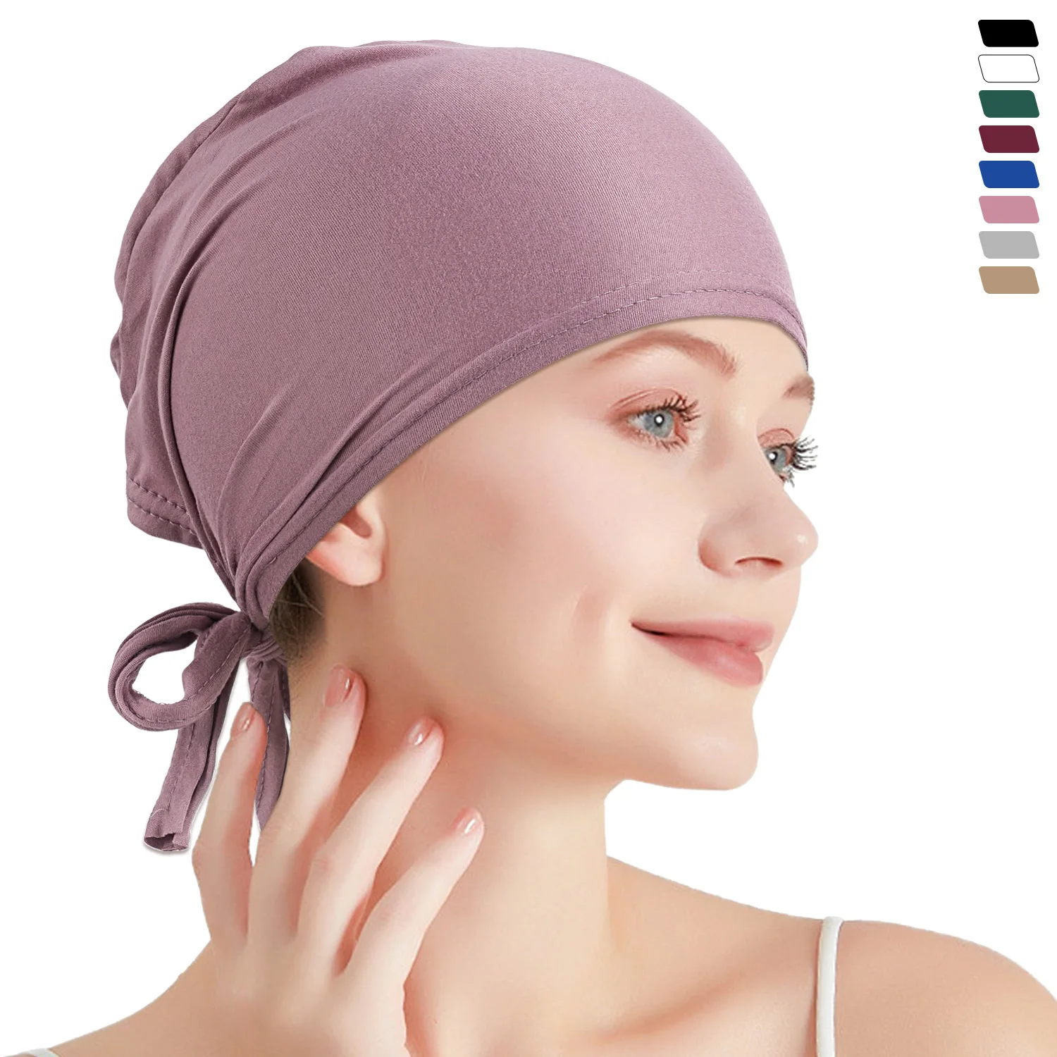 Bonnet Hijab en Satin Modal, sous-capuchon islamique avec cravate, Hijabs instantanés pour femmes, Turban musulman uni, mouchoir Bandana