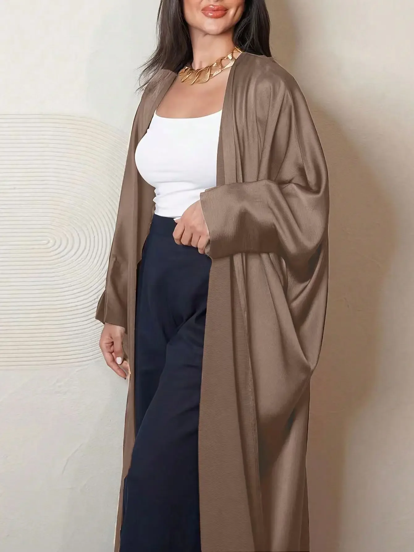 Musulman ouvert devant Abaya à manches longues Ramadan Maxi longueur robe vêtements pour femmes Cardigan Abayas Wearout caftans femmes Jilbabs
