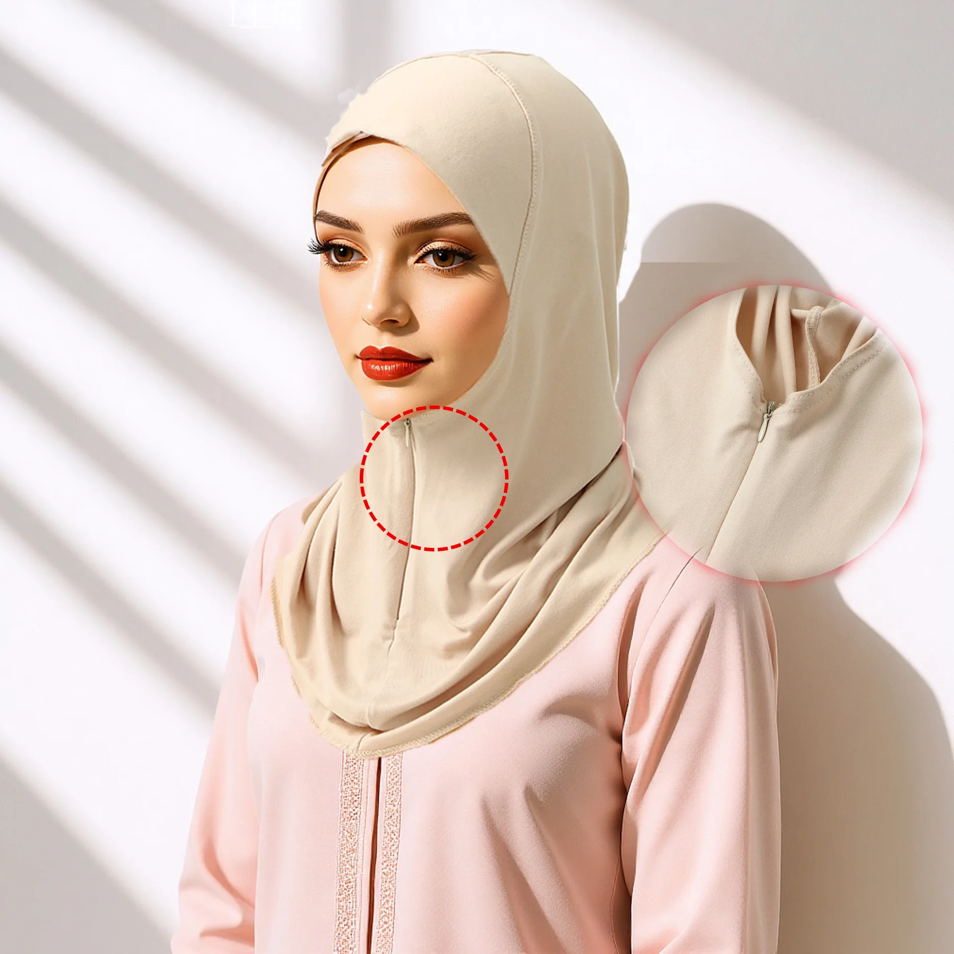 Nouveau Design femmes musulmanes solide Hijab instantané avec fermeture éclair cachée moyen-orient Jilbab réglable prière Hijab coton Modal capuchon intérieur