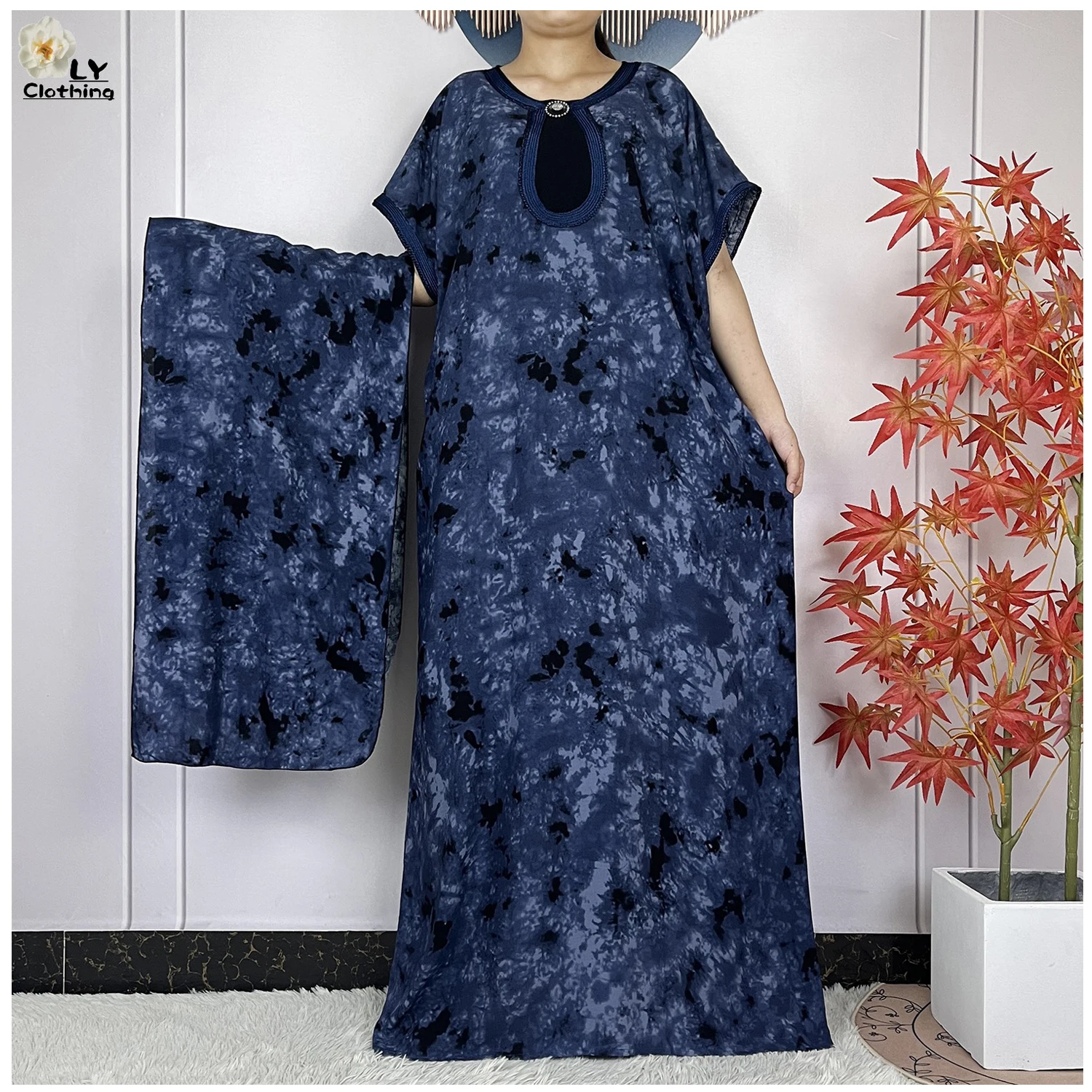 Abayas musulmanes en pur coton pour femmes, robe africaine à manches courtes, robes islamiques avec turban, haute qualité