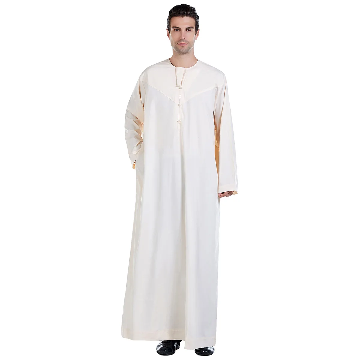 Abaya-Robe musulmane à manches longues pour hommes, habit boutonné, couleur unie, Pakistan, Islam, Jubba, Thobe, Arabie saoudite, Kleding, Kaftan, Oman, Qamis zones me
