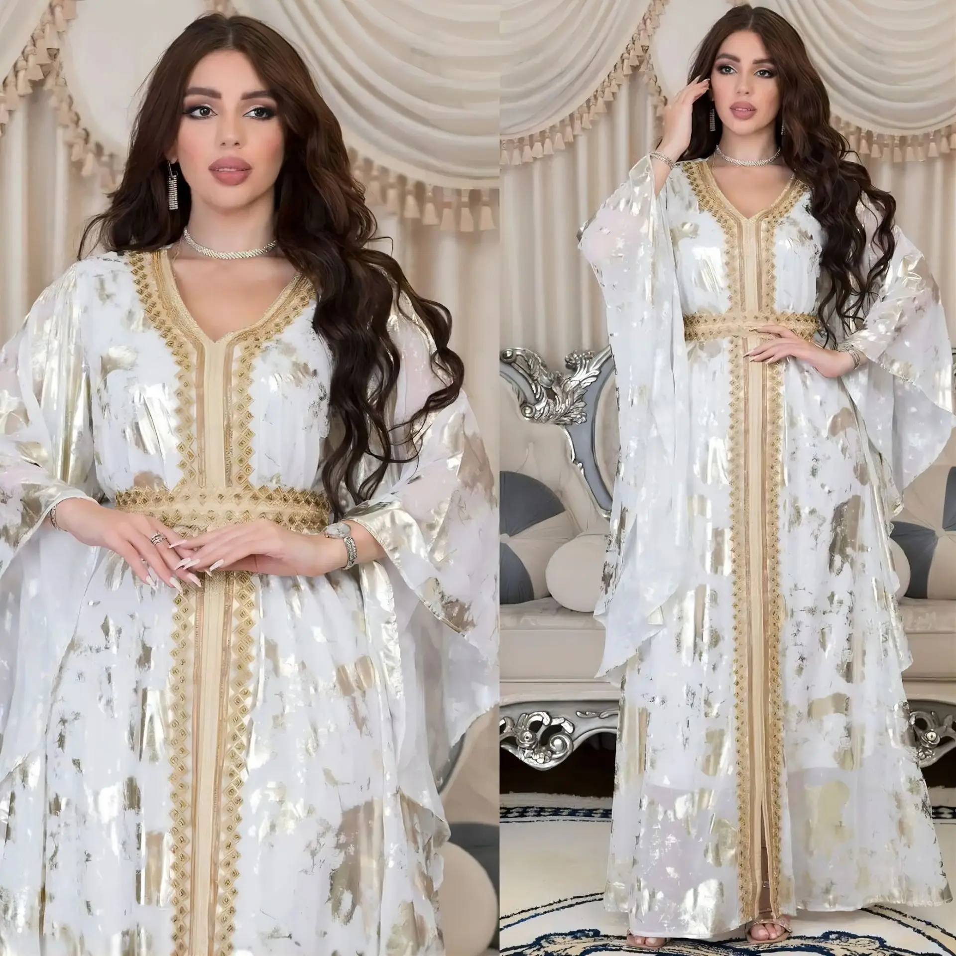 Abayas colorés élégants pour femmes musulmanes, robes de soirée, manches chauve-souris, vêtements arabes de turquie, vêtements d'extérieur pour filles