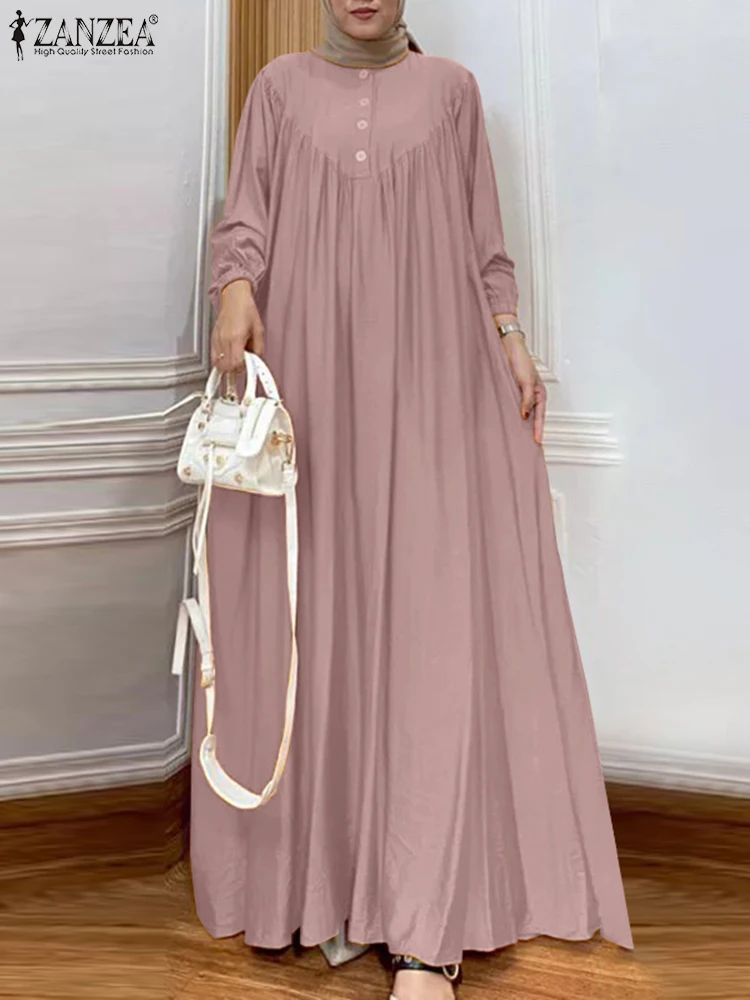 FZANZEA ashion femmes à manches longues musulman Maxi Robe longue automne dubaï turquie Abaya Hijab Robe d'été vêtements islamiques Robe Femme