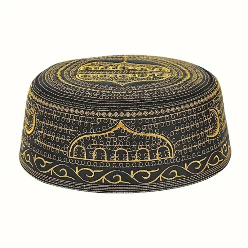 Coton broderie arabe hommes chapeau musulman chapeau de prière islamique musulman Turban homme Hijab Bonnet saoudien Islam casquettes juives