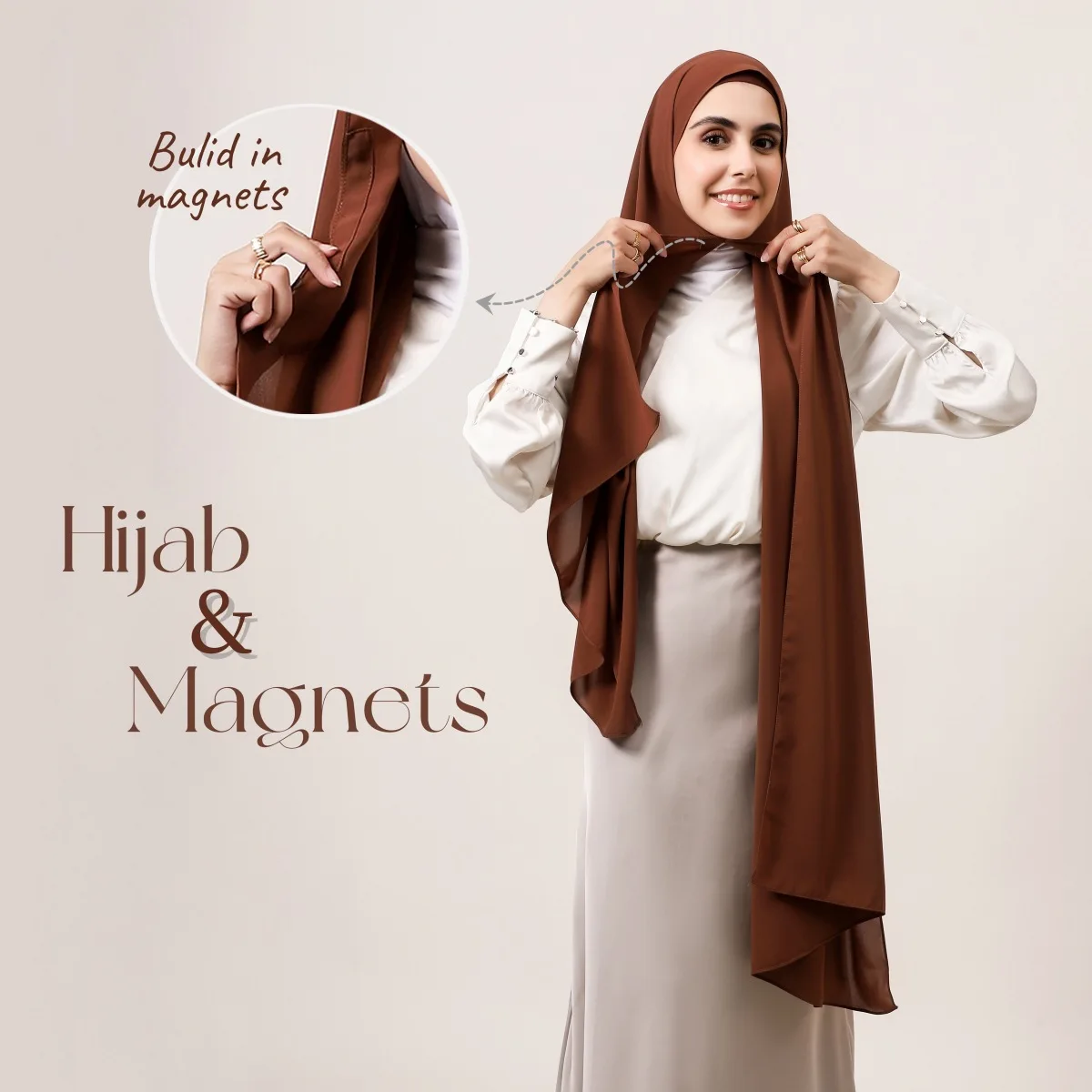 Hijab en mousseline de soie instantané de qualité supérieure avec boucle magnétique intégrée, écharpe Hijab musulmane de couleur unie pour femme, Turban islamique doux, bandeau châle