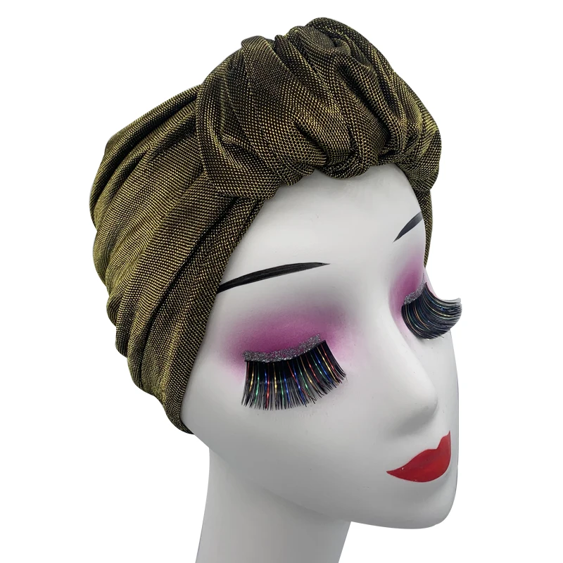 Bonnet turban en tissu pailleté pour femme