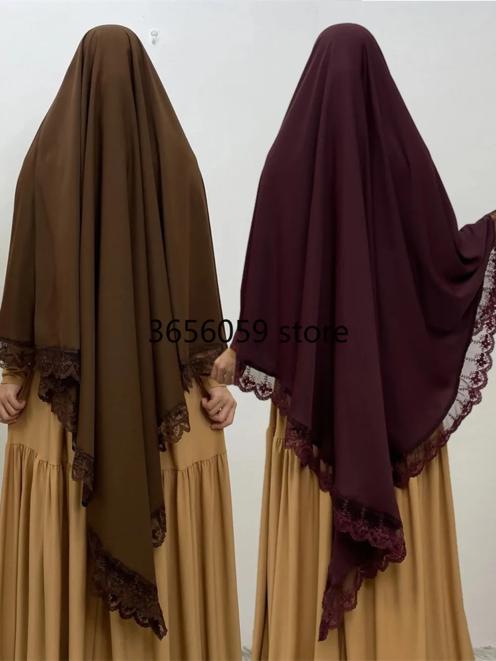 Une couche dentelle Nida longue Khimar pour les femmes Abaya musulman Hijab Ramadan prière 2025 Eid Hijabs Burka foulard Djellaba Niqab