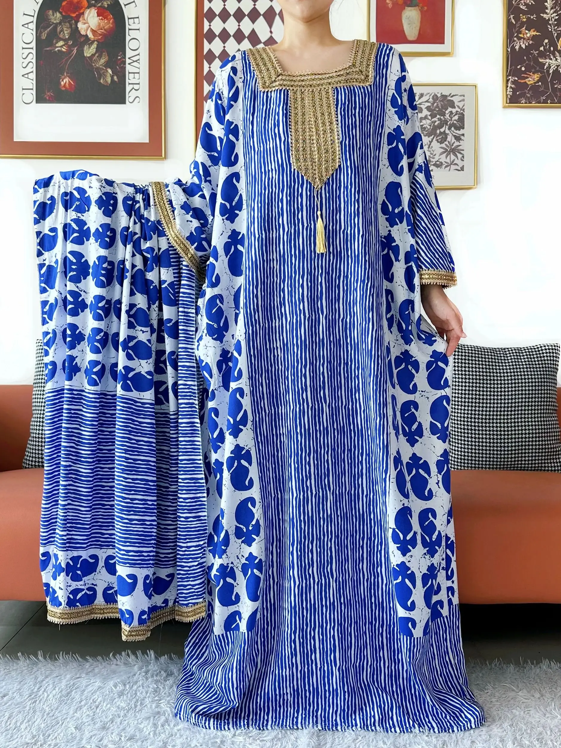 2025 Robe Abaya élégante manches chauve-souris épaules dénudées caftan coton femmes ample Abaya Boho robe Maxi tenue décontractée robes africaines
