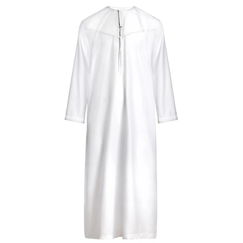Jubba Thobe arabe pour hommes, dubaï Omani, pompon en Polyester saoudien, caftan traditionnel, vêtements de prière musulmans amples, Djellaba islamique