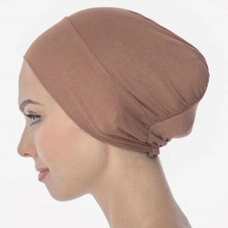 Hijab musulman en coton pour femme, bonnet élastique, sous-écharpe en jersey, bonnet fermé, chapeau monochrome, turban musulman, capuche pour femme, document haut de gamme