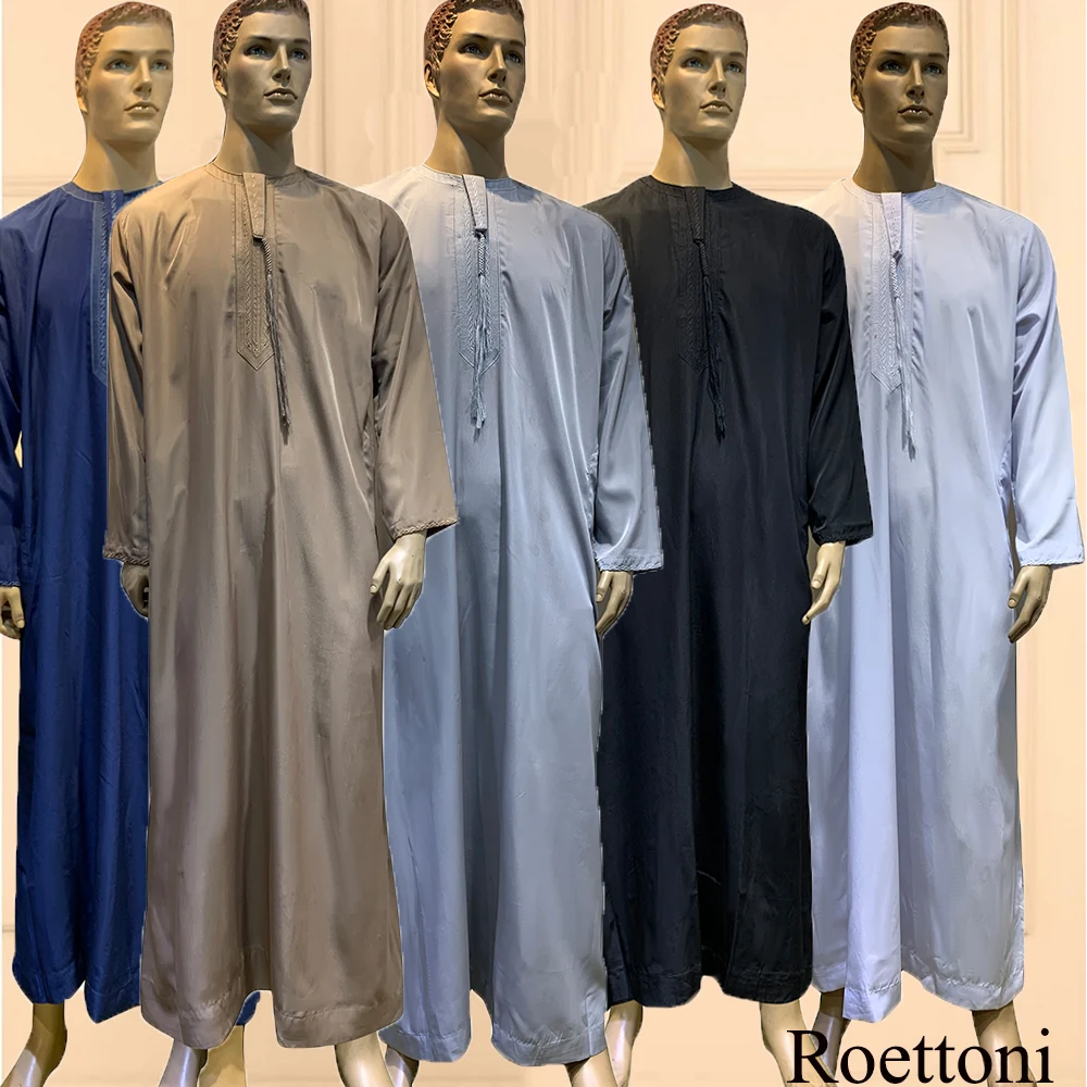 Manches longues Aman Abaya 1 pièce Jubba Thobe pour hommes caftan Pakistan musulman arabie saoudite Djellaba Islam vêtements Robe de prière Afghan