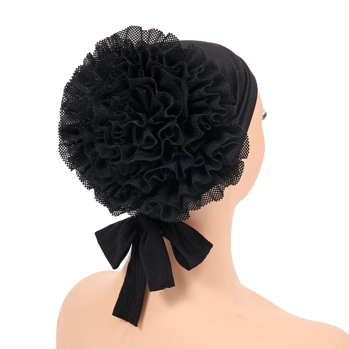 Musulman sous Hijab casquette grande dentelle fleur volumateur Scrunchie musulman intérieur Hijab islamique Turban chapeaux femme Bonnet accessoires