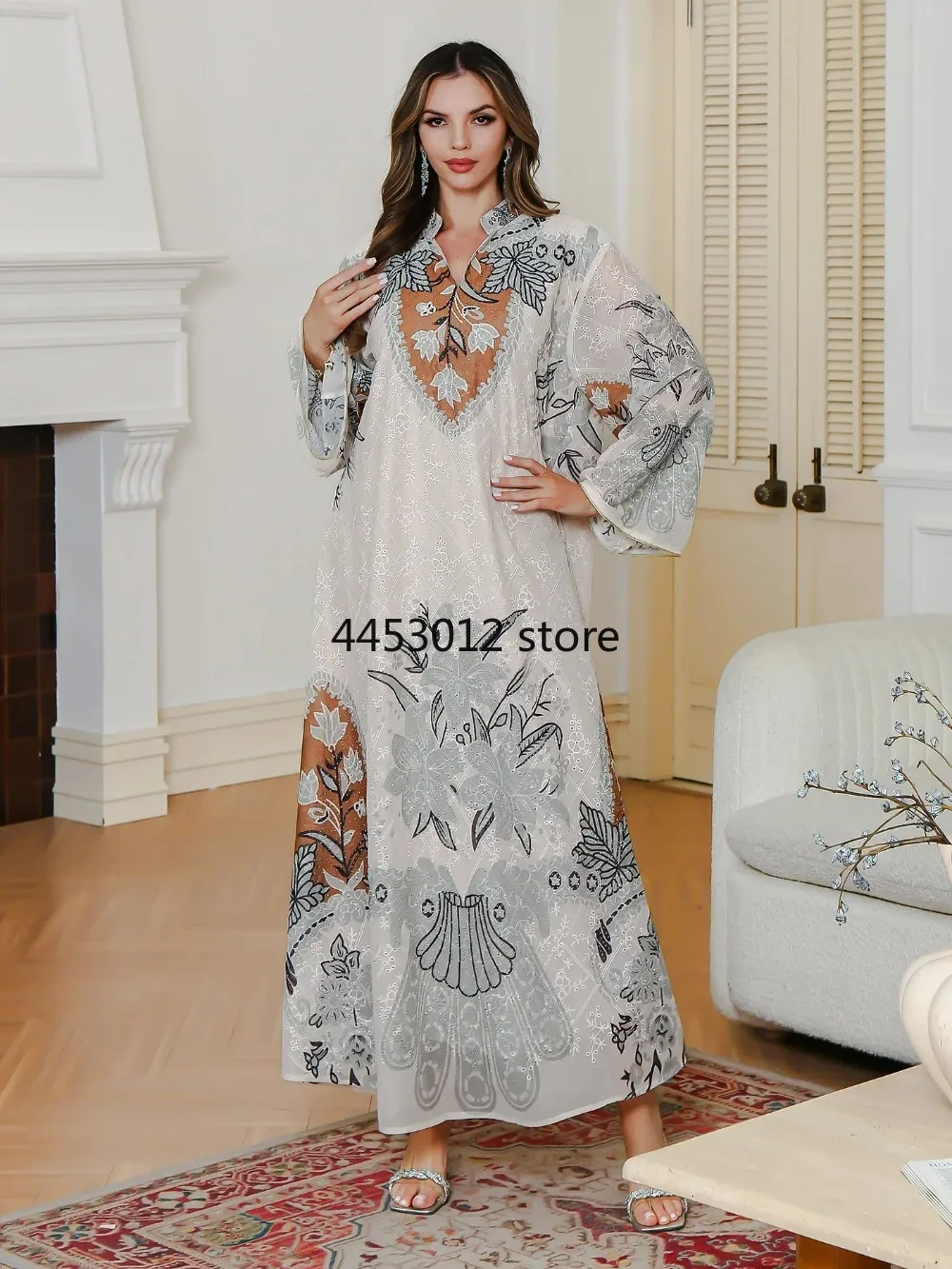 Femmes robe Abaya broderie impression dubaï fête longues robes Eid musulman Jalabiya Ramadan marocain caftan robes Largos arabe