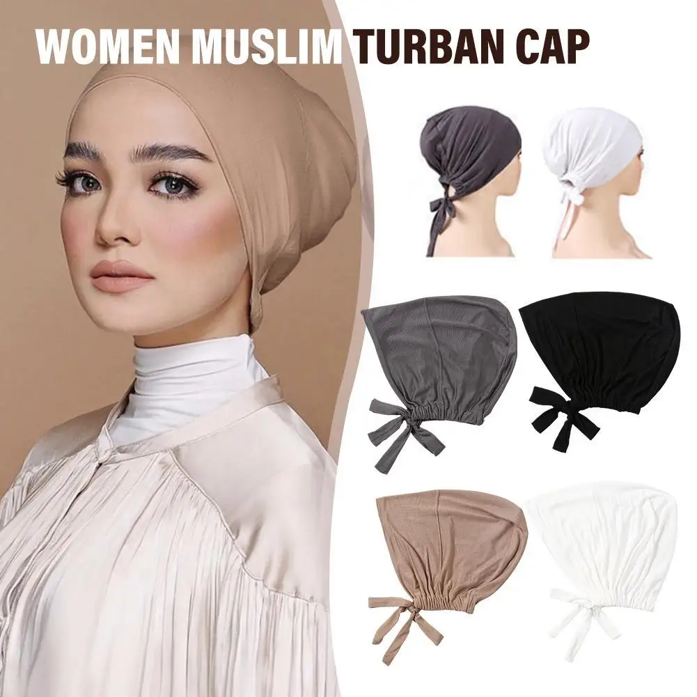 Turban Cap Femme Musulman Microfibre Beige Noir Gris Blanc Simple Elegant Confortable Toute Saison