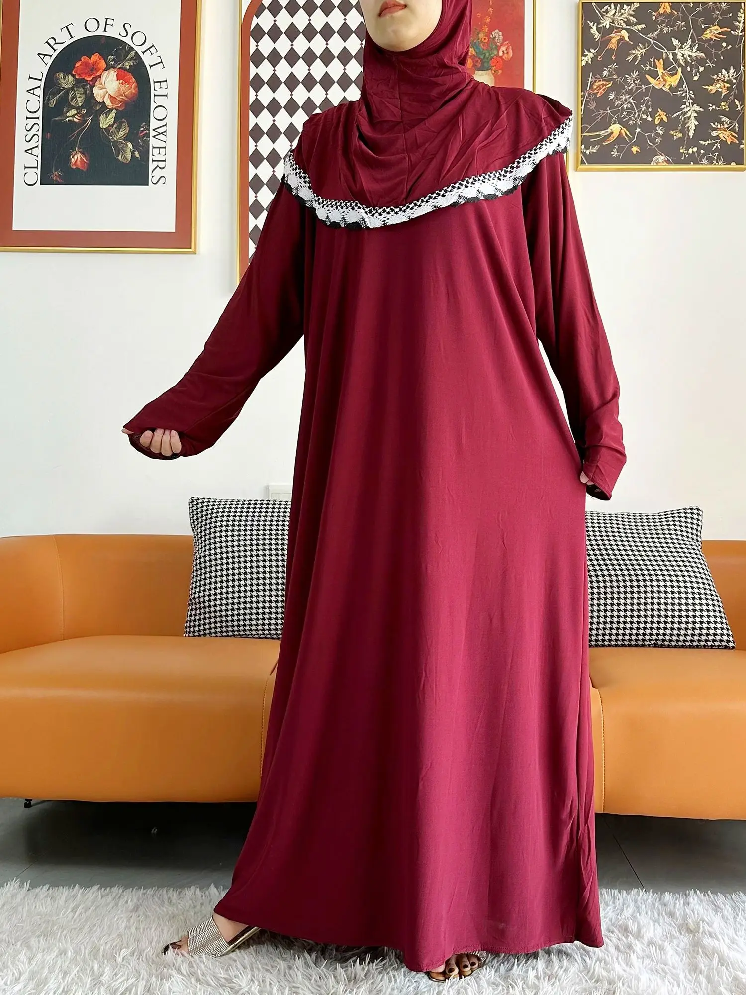 Abaya musulmane en coton massif pour femmes, vêtement de prière du Ramadan, chapeau commun, dubaï, turquie, moyen-orient, Robe florale, ample, 2023
