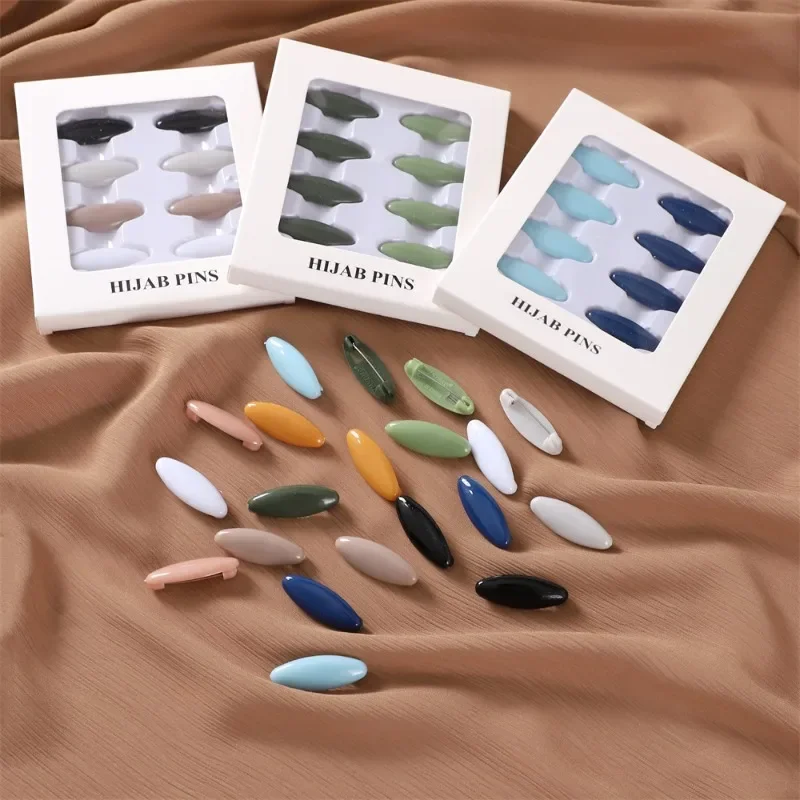 Épingles Hijab de sécurité colorées, 8 pièces/ensemble, boucle d'écharpe, broche, foulard pour femmes, bouton châle, accessoires pour foulard