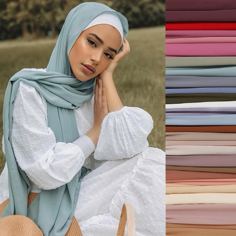Femmes musulmanes en mousseline de soie Hijab châles écharpe Modal coton Jersey Hijabs plaine douce pour femme musulman Voile bandeau 70*180 cm islamique