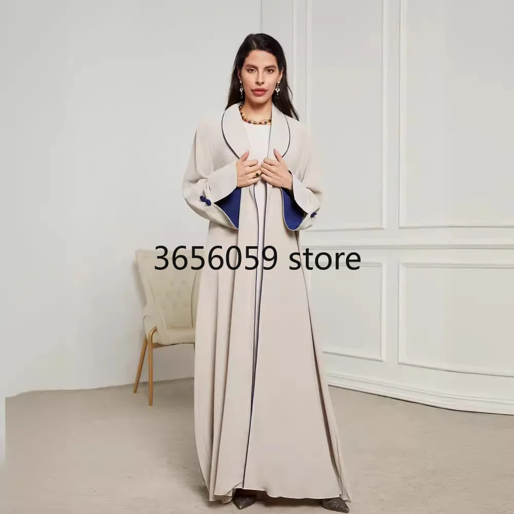 2025 musulman nouvelle mode arabe femmes élégant ample décontracté à la mode col rabattu Cardigan Abaya femme Jalabiya vêtements manteaux