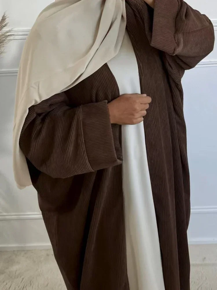 Abaya-Robe longue en velours côtelé pour femmes musulmanes, caftan marocain éducatif, robes de soirée, optique Eid, Cadigan, Dubaï, automne