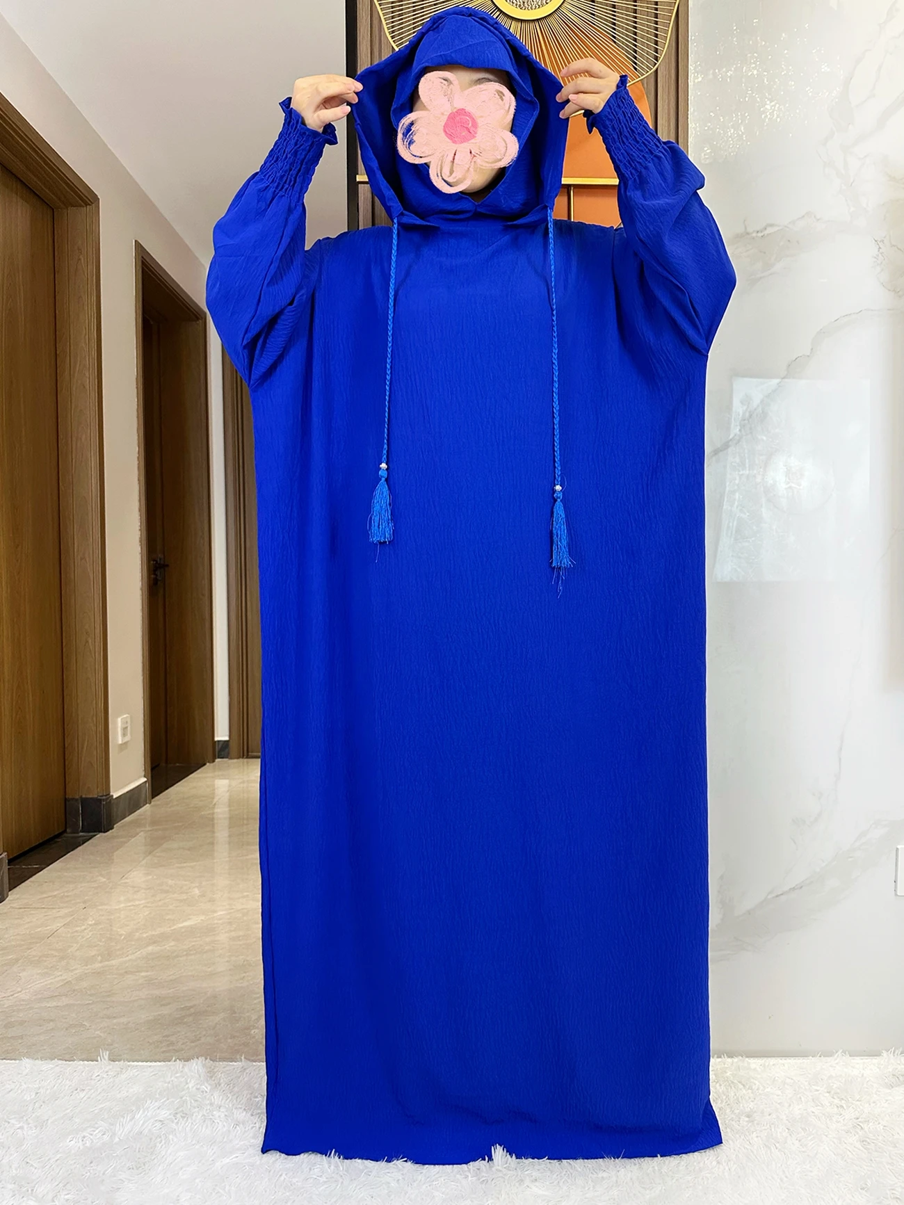 Femmes coton Abayas musulman Ramadan vêtements de prière avec capuche Jalaba solide décontracté manches chauve-souris arabe Oriental Robe Eid Djellab