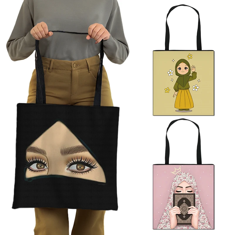 Sacs fourre-tout Hijab pour femmes musulmanes, écharpe de sauna couronne, sac à main islamique pour filles, sac initié portable, sac à soupe, sac de shopping réutilisable