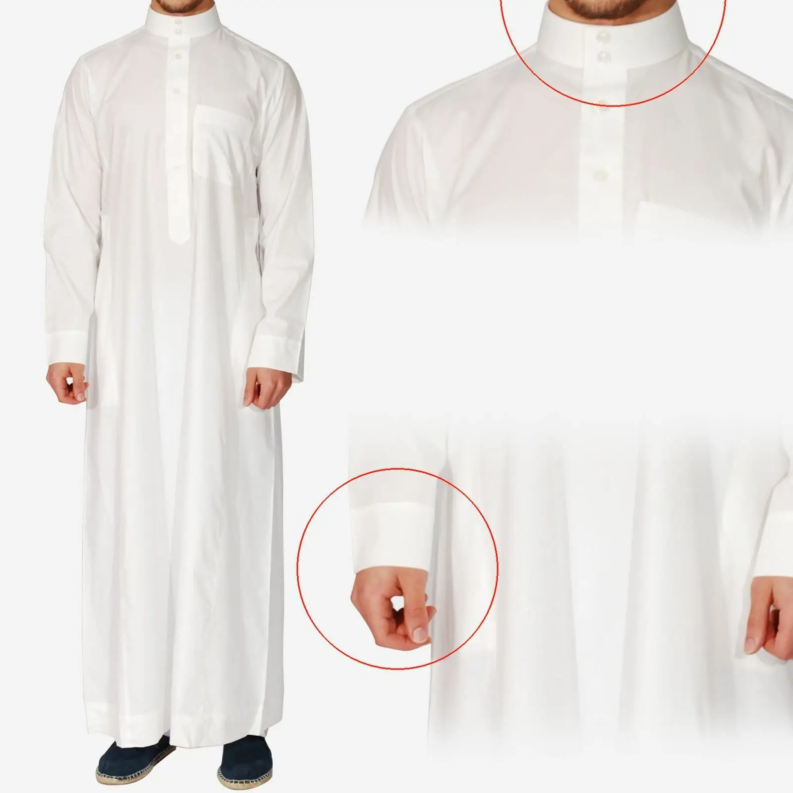 Hommes musulmans Jubba Thobe Islam vêtements Robe arabe Robe longue Eid Djellaba turquie caftan Abaya Daffah Dishdasha Thoub Eid Abayas