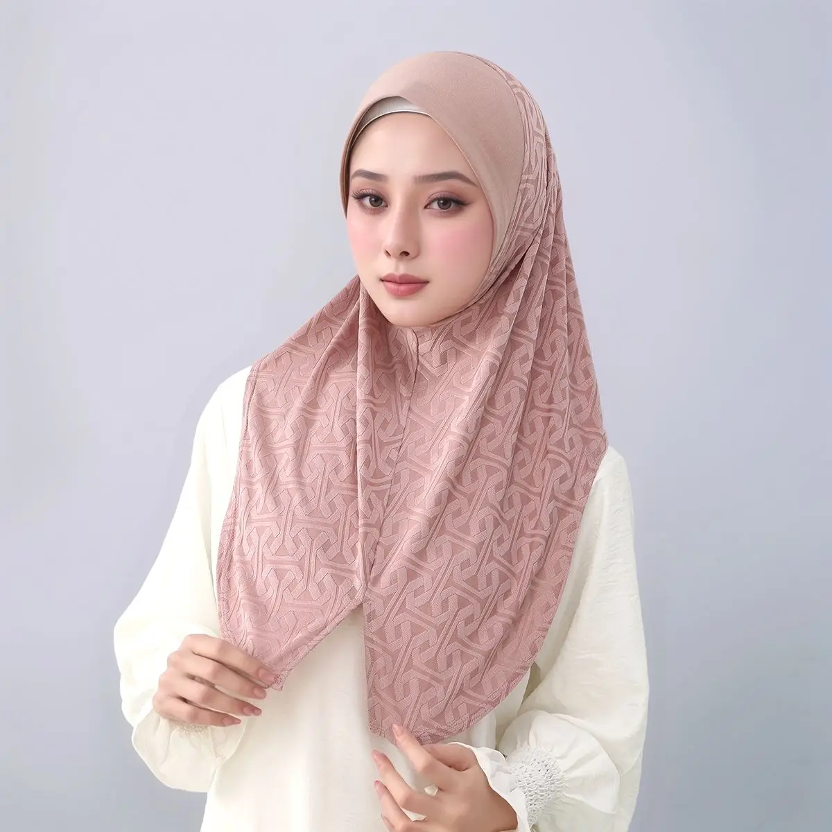 Mode broderie florale coton Hijab instantané pour les femmes musulmanes foulard solide bandeau casquette intérieure Bonnet Turban Bandana Eid
