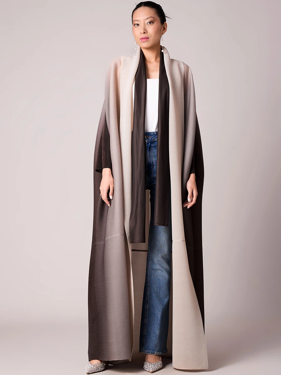Abaya ouvert de dubaï, vêtements de soirée de luxe pour femmes, arabe décontracté, pleine longueur, Eid Abaya, manches longues, manteau plissé, bal formel