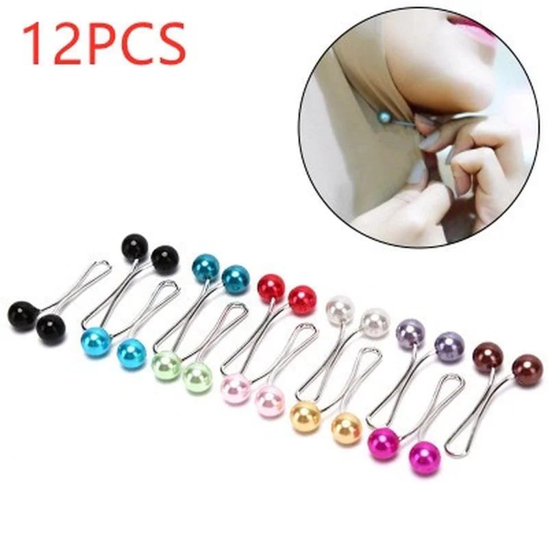 Nouveau 12 pièces/lot perles femmes musulmanes châle écharpe dame foulards Hijab Clips perle broche broches épingle foulard perle pince écharpe Clips
