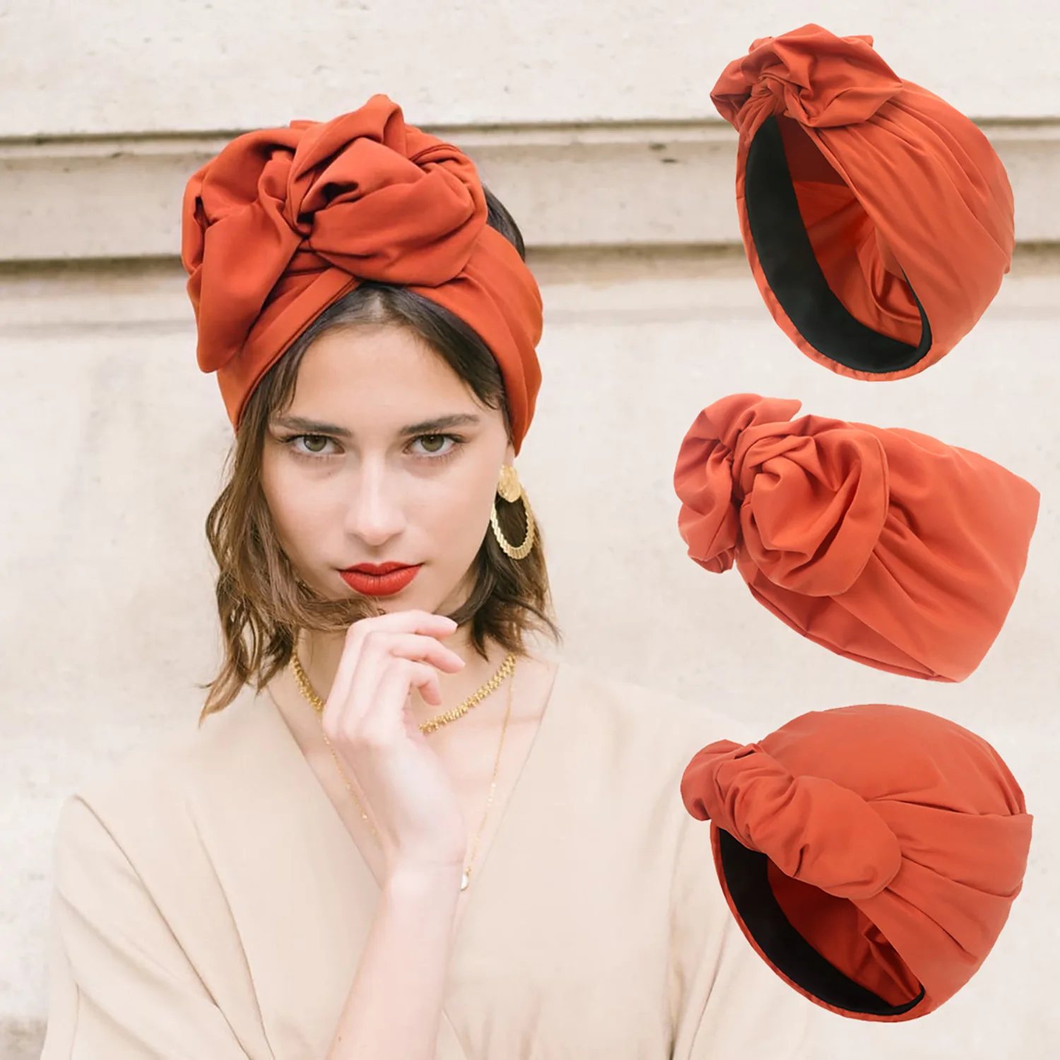 Femme musulman foulard casquette coton bandeau africain bandeau élégant rétro Turban pour dames bonnets casquettes musulman casque