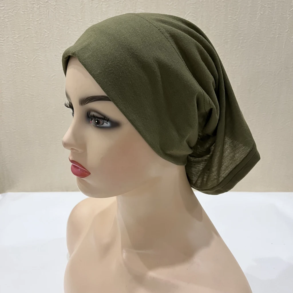 Chapeaux à tube uni H065, Turban musulman, couleur Pure, Hijabs intérieurs extensibles pour casquettes, prêt à porter, foulard sous le Bonnet Hijab pour femmes