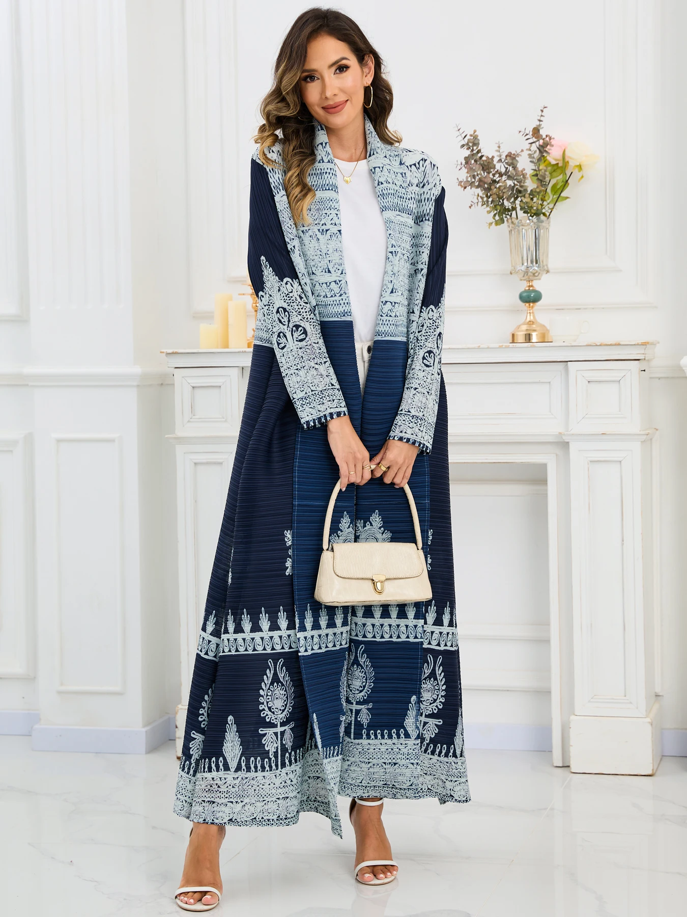Eid Abaya dubaï luxe pour femmes Miyake plissé grande taille moyen-orient vêtements à manches longues manteau avec ceinture femme Robe formelle