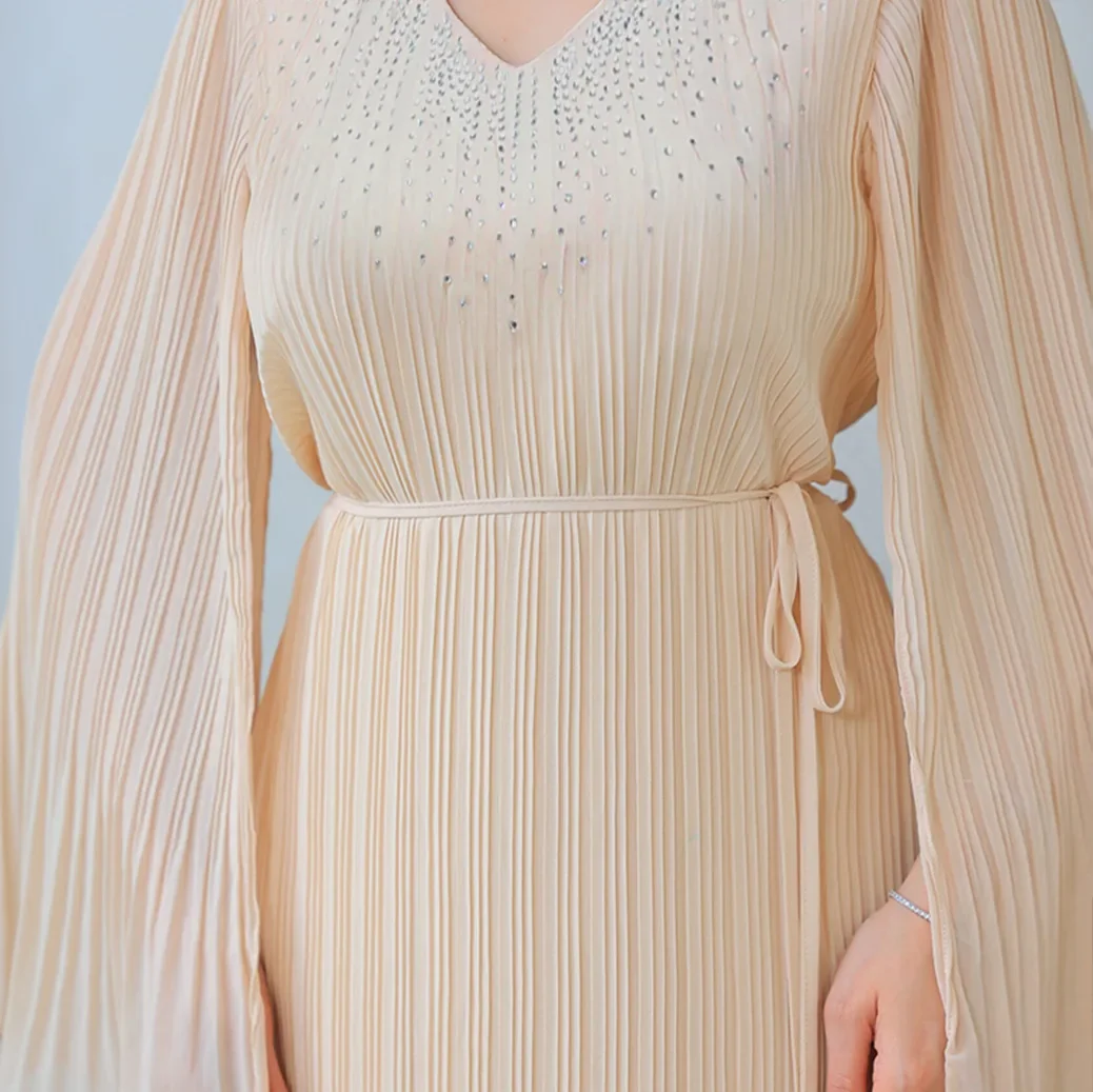 Élégant Winkle Abayas pour femmes diamants Robe de soirée musulman Abaya dubaï caftan Eid Djellaba islamique Jalabiya Femme Robe