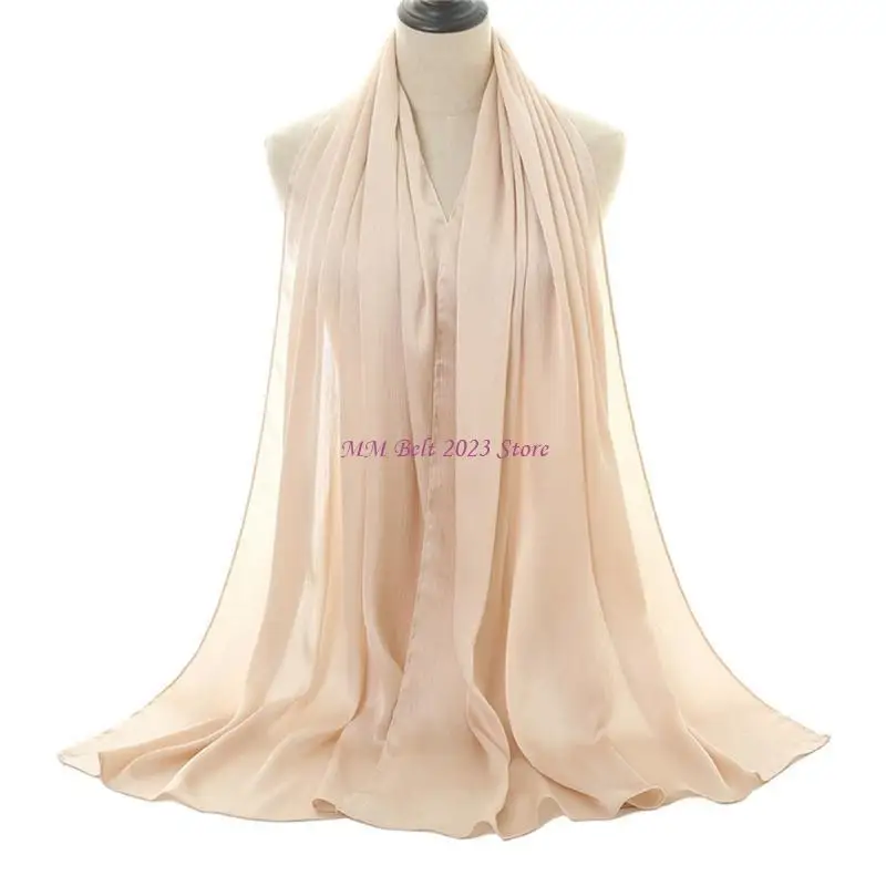 Chale Polyester Variés Beige Clair Vert Pastel Simple Bordure Ondulée Tombé Leger Multifonction Femmes