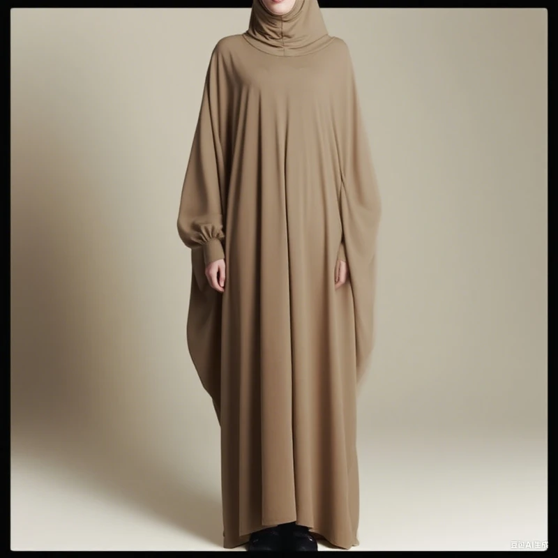 Robe de prière islamique Khimar Jilbabs Ramadan manches chauve-souris Polyester doux Caftan Marocain femmes musulmanes entièrement couvert Hijab Abaya