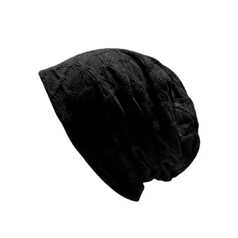 Chapeau Velours Noir Motif Relief Fleurs Couleur Unie Casquette Femme Multifonction Extérieur Quatre Saisons