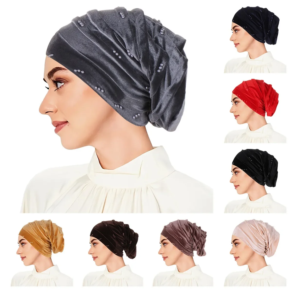 Femmes extensible perles Turban chapeau musulman islamique intérieur Hijab casquettes foulard Bonnet perte de cheveux chimio casquettes bandeau Turbante Mujer