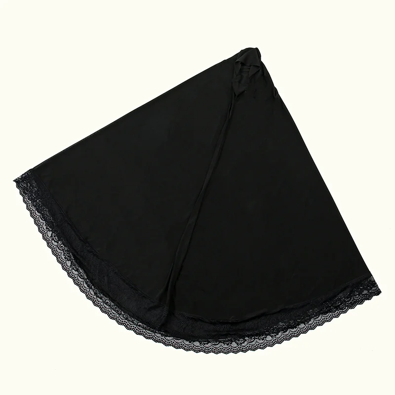 Abayas musulmanes couverture complète bord en dentelle femmes noir vêtements couleur unie Hijab instantané doux Premuim coton chanvre Ramadan robe de prière