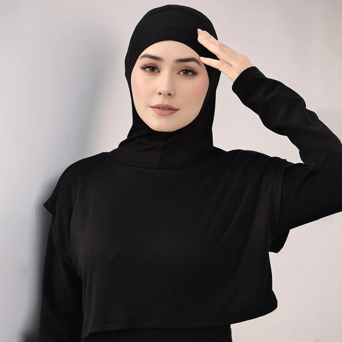 Hijab Coton Polyester Noir Femme Capuche Poncho Silhouette Fluide Coupe Large Décontractée Tombé Doux Doux Confortable Sportif Toute Saison