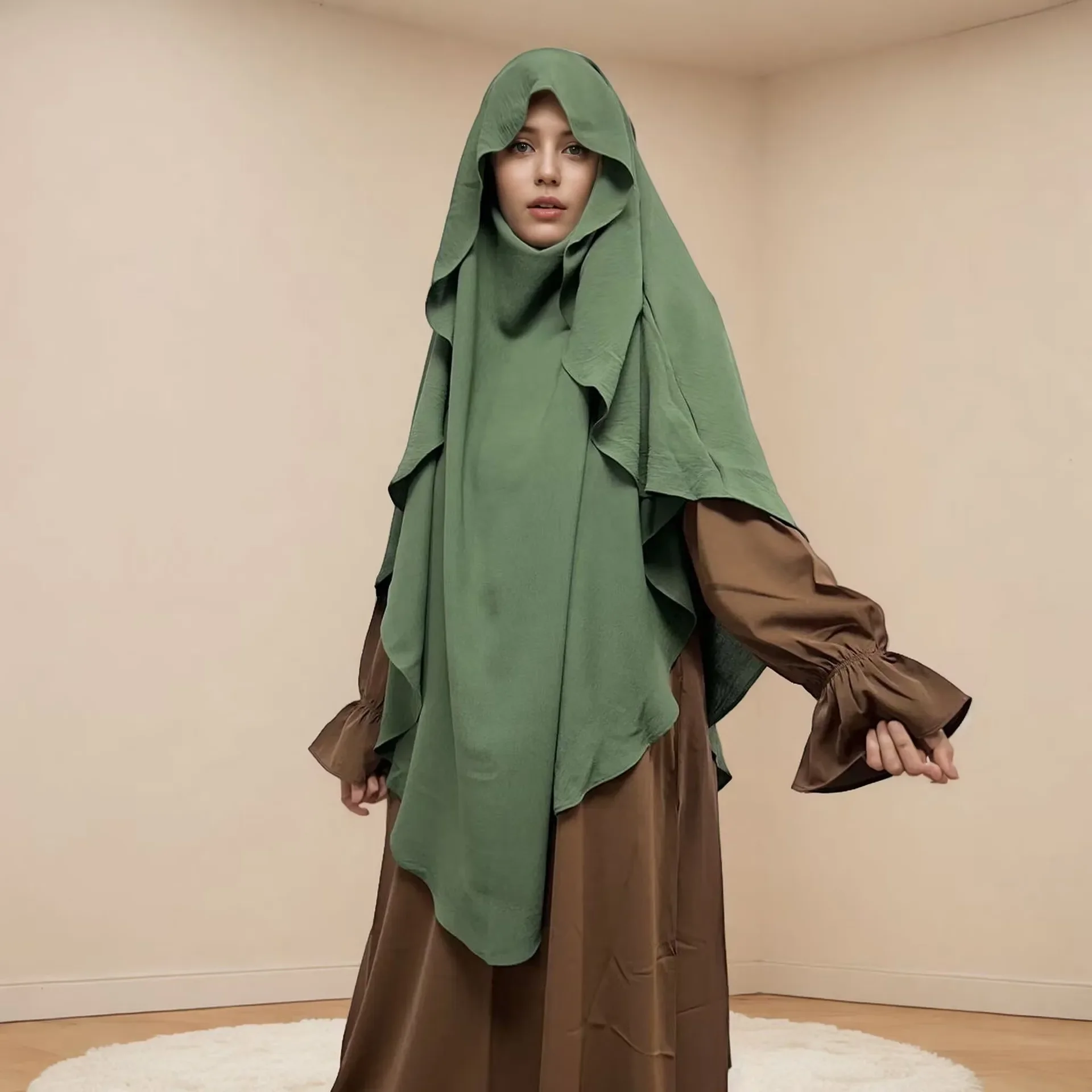 Hijabs d'été pour femmes musulmanes, écharpe traditionnelle douce et unie, Khimar, une couche extensible, fente douce, Chador traditionnel à fermeture éclair, 2025
