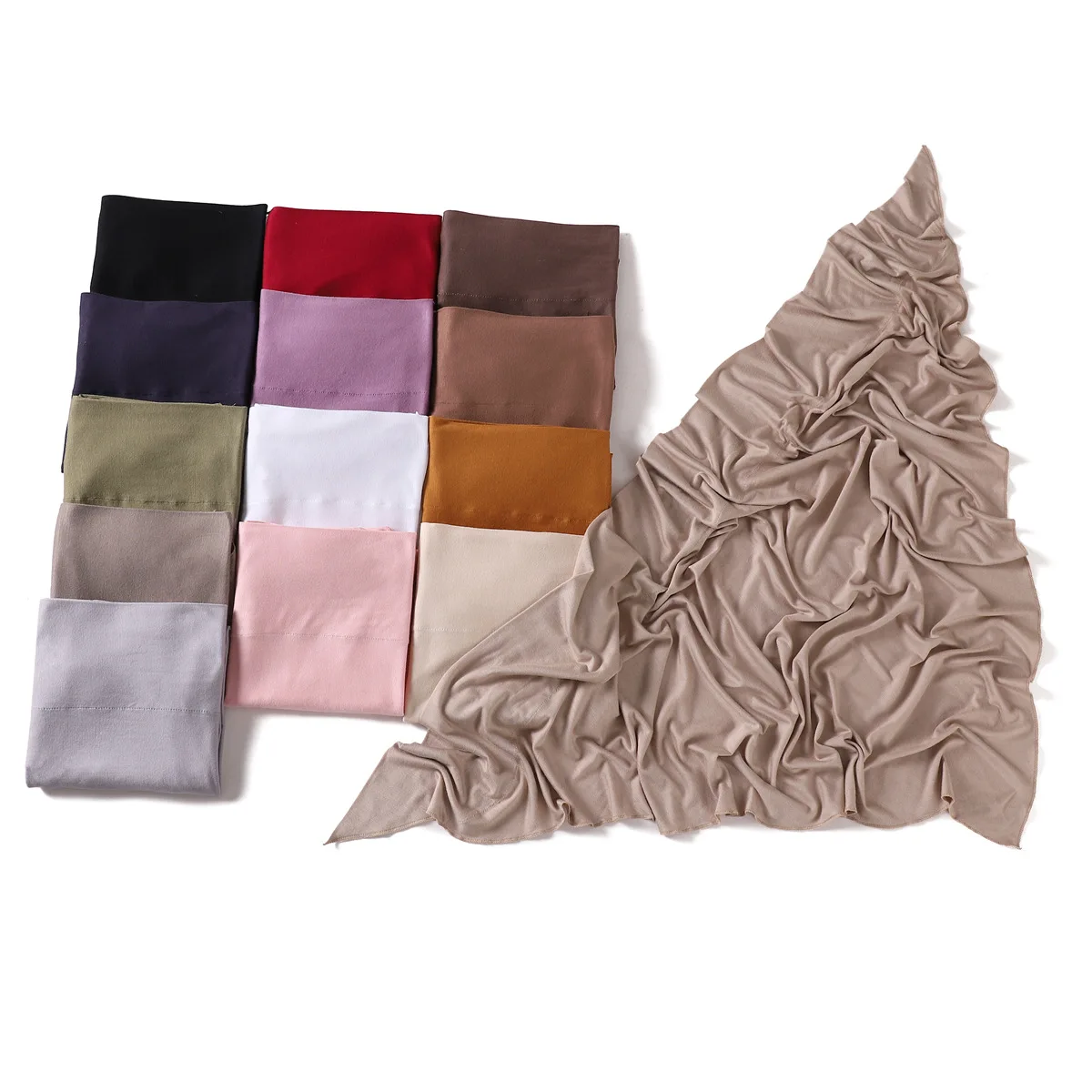 Nouveau Style de mode foulard musulman élastique coton Jersey Turban châle femmes Triangle écharpe en gros pays-bas plaine Hijab