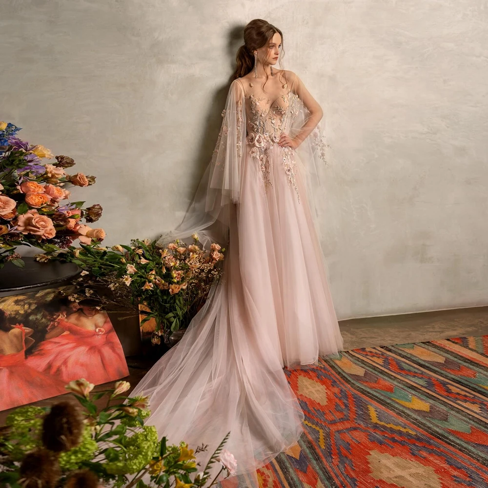 Robe de soirée trapèze élégante en dentelle, jolie robe longue en maille florale, robe de soirée de mariage pour femmes, robe de bal formelle d'été