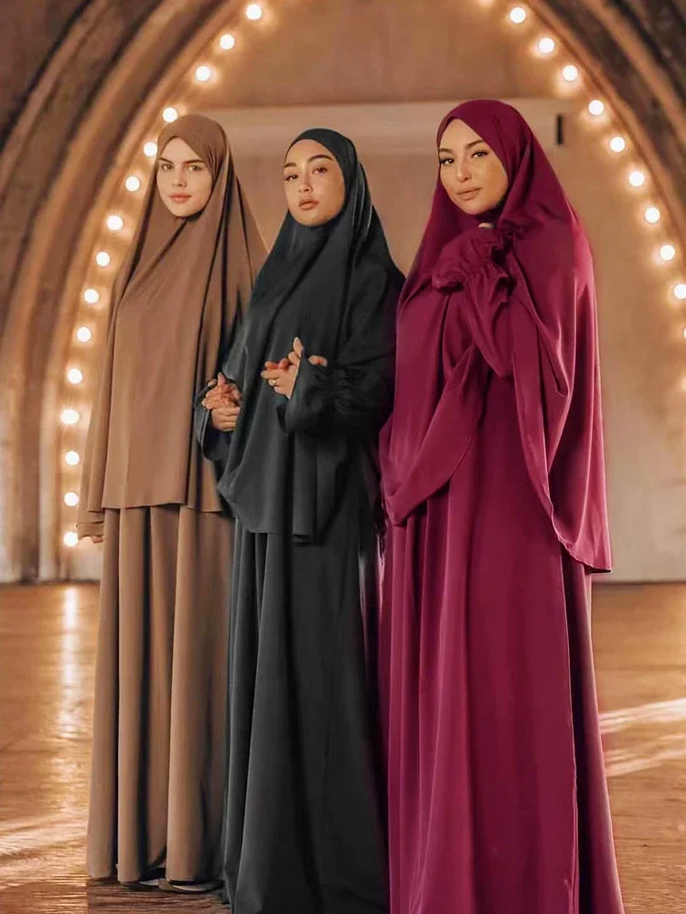 Robe Longue à Capuche pour Femme Musulmane, Vêtement de Prière, Abaya, Niqab, Jilbab Islamique, tiens imar, Ramadan, Ensemble 2 Pièces