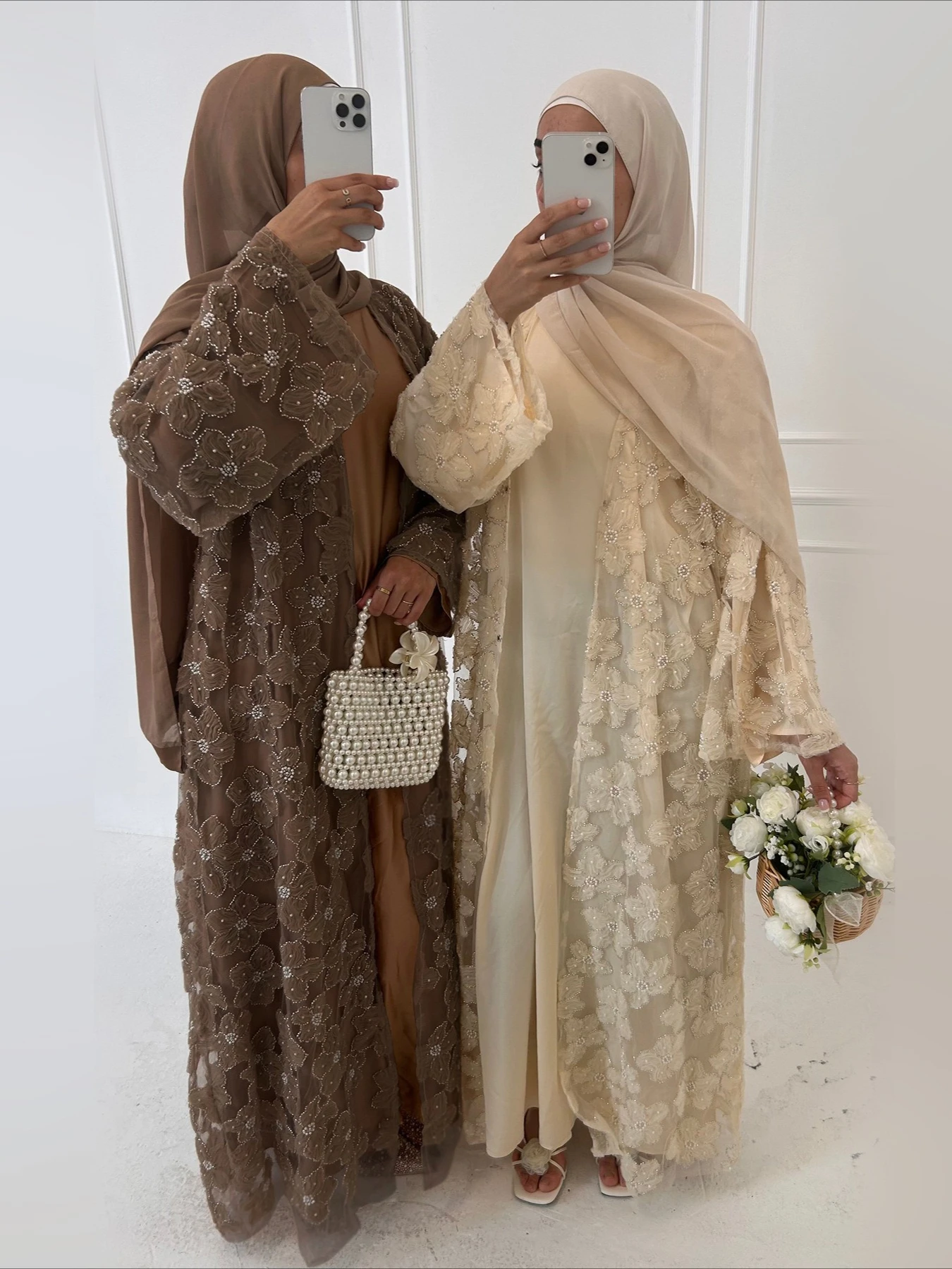 Eid femmes Abaya musulman Cardigan Robe perles fleur Jalabiya Ramadan robes Largos Islam arabe longue Robe maroc caftan 2026