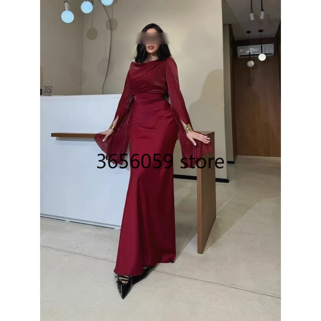 Abaya – Robe de soirée en Satin pour femmes, élégante, Simple, manches longues, charmante, Robe de bal, marocaine, musulmane, offre spéciale, 2026