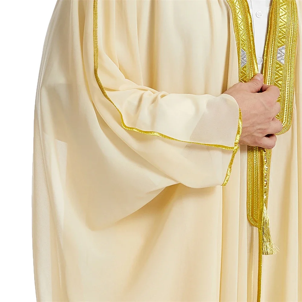 Dubaï saoudien Abaya ouvert Kimono hommes musulmans longue Robe Jubba Thobe Islam vêtements arabe turquie caftan Abayas Caftan moyen-orient