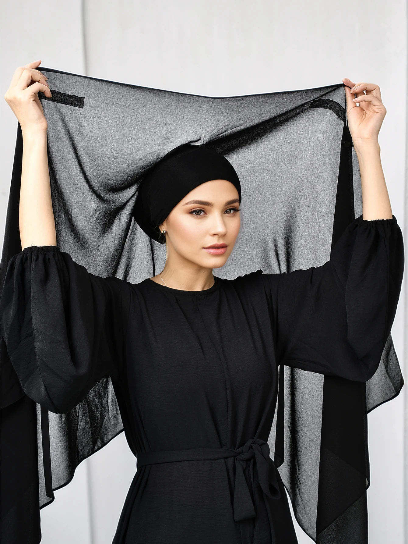 Turban intérieur en mousseline de soie pour femme, hijab musulman avec structure magnétique, écharpe de sauna, document solide, qualité supérieure, islamique instantané