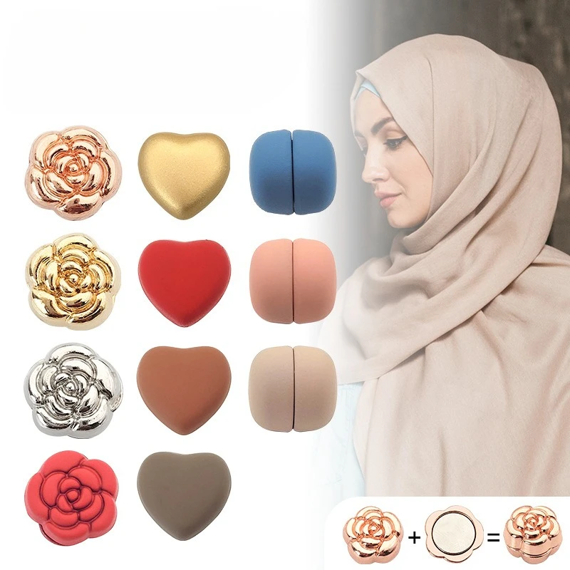 Clip magnétique pour Hijab, écharpe musulmane sûre, bouton-pression de luxe, sans trou, broche magnétique pour femmes et filles, accessoires de vêtement